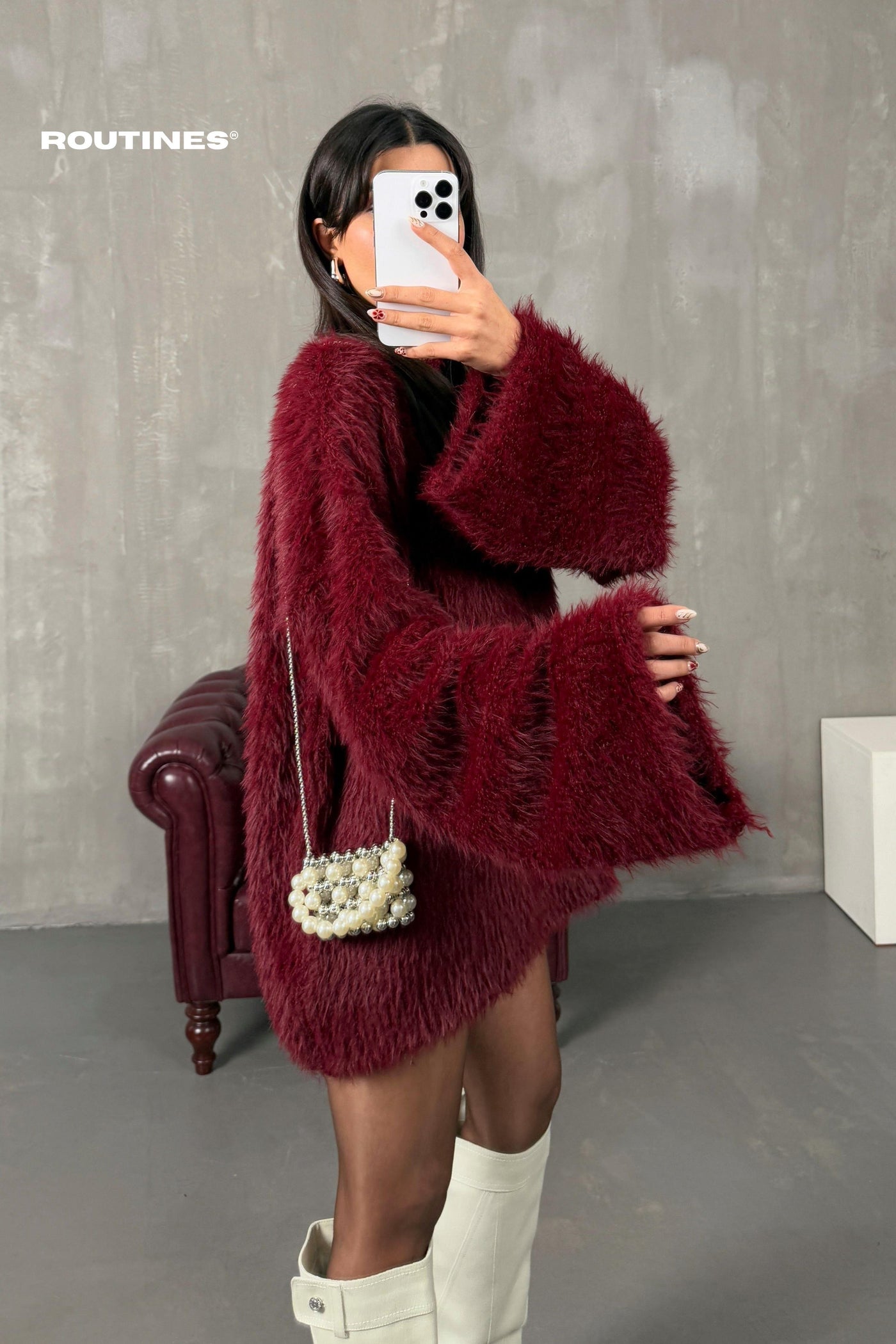 Routines Oversized Fluffy Knit - Burgundy 3546