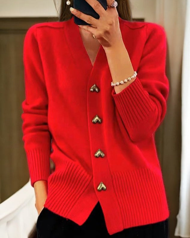 Adele - Elegante Cardigan met Hartknopen